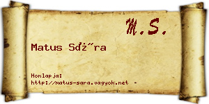 Matus Sára névjegykártya
